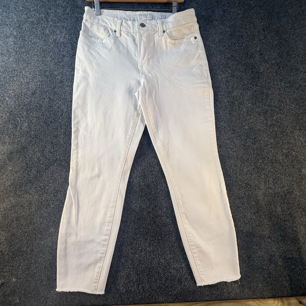 Lucky Brand‎ Ava Mid Rise Crop Jeans Women's 10/30 White Raw Hem Stretch NWT